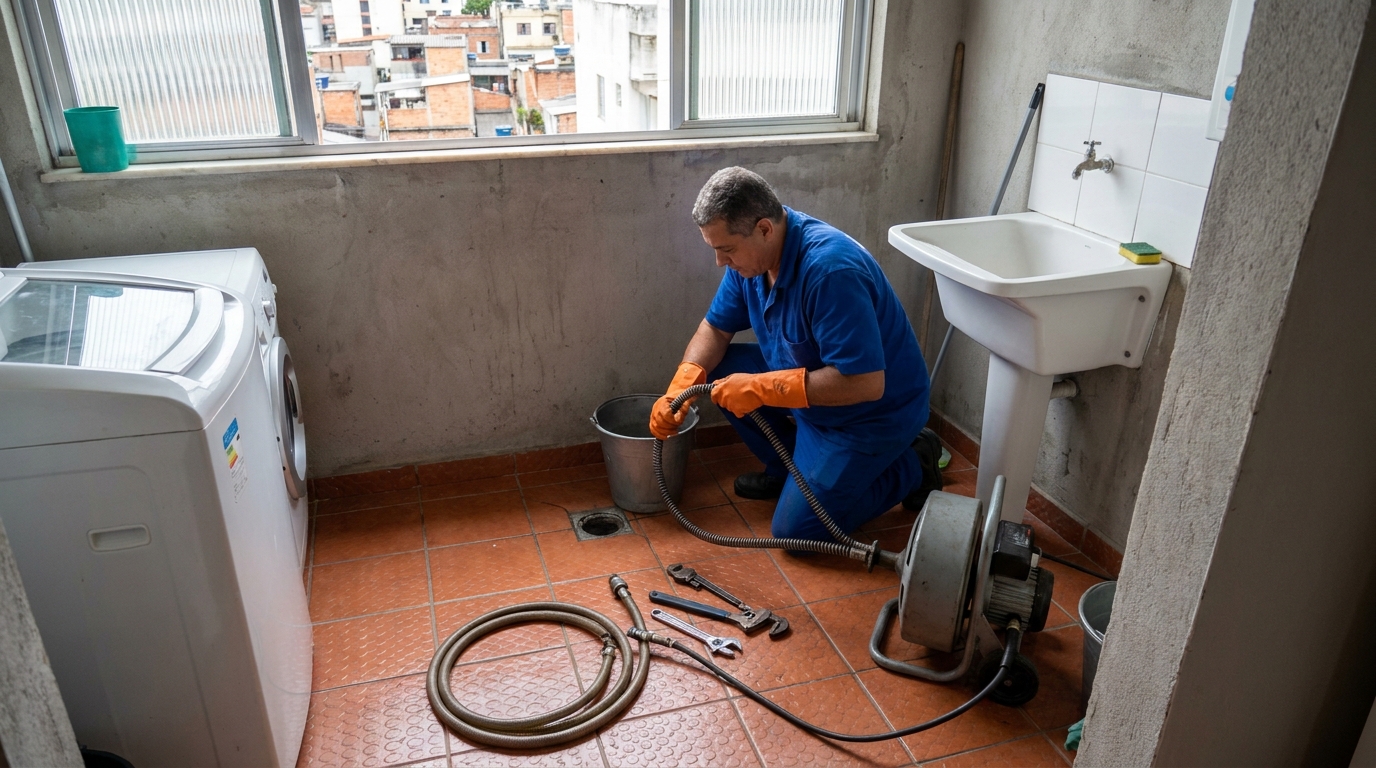Desentupimento de ralo com equipamento em Petrópolis‑RJ