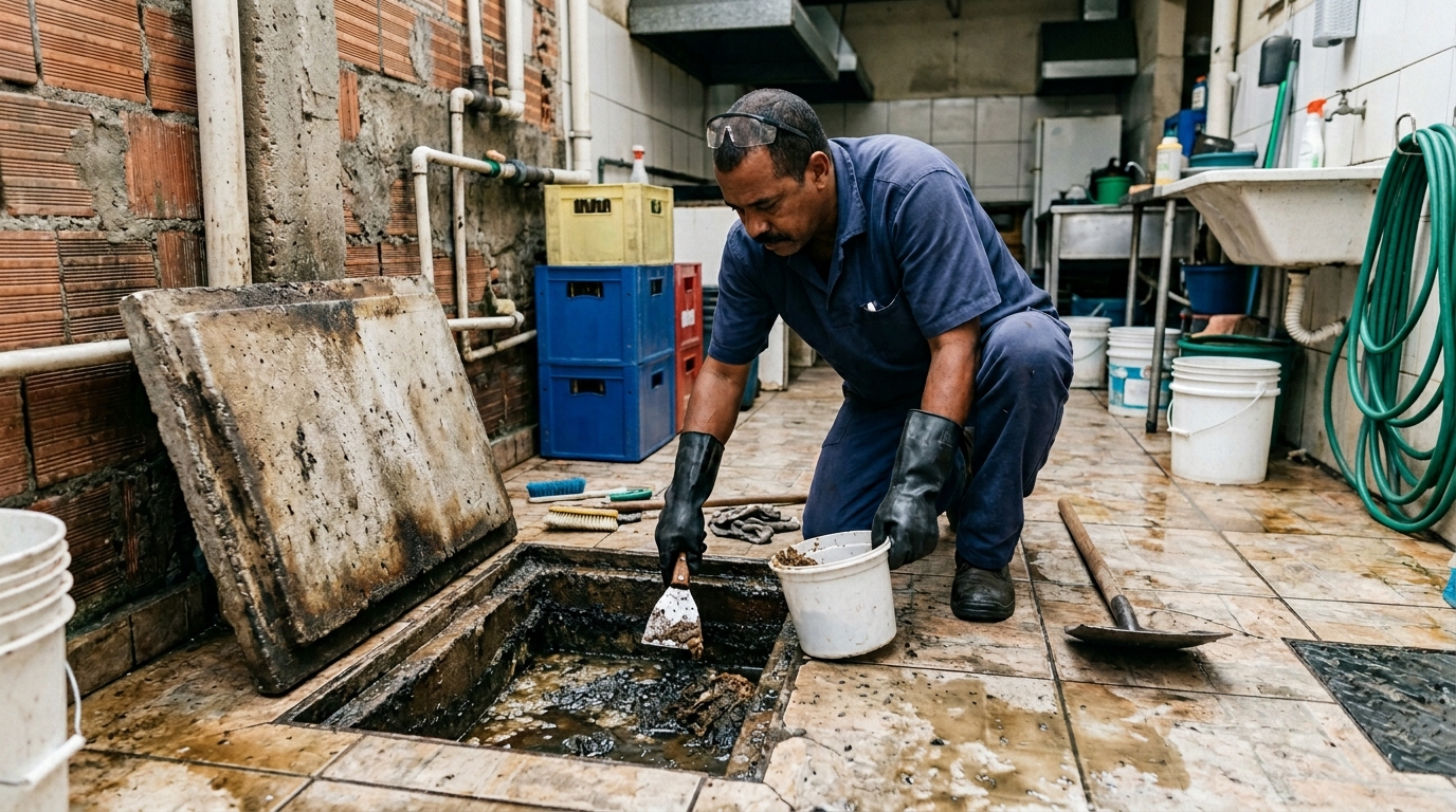 Limpeza de caixa de gordura residencial em Petrópolis‑RJ